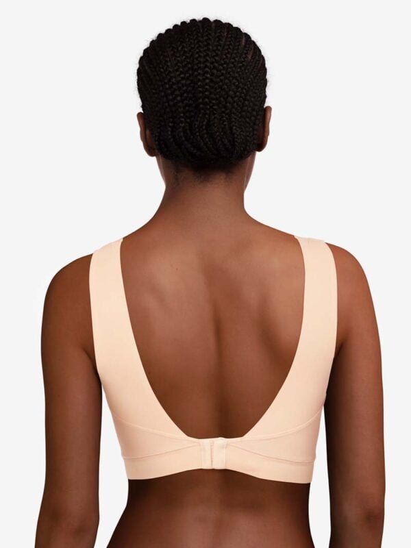 Soft Stretch “Magic” Padded Crop Top Lace with Back Closure by Chantelle - G Beige - rear