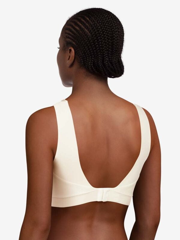 Soft Stretch “Magic” Padded Crop Top Lace with Back Closure by Chantelle - Ivory - rear