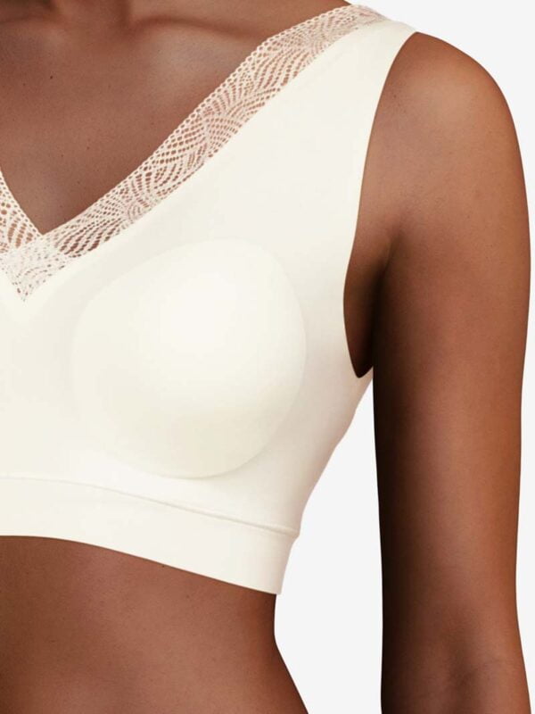 Soft Stretch “Magic” Padded Crop Top Lace with Back Closure by Chantelle - ivory - close up